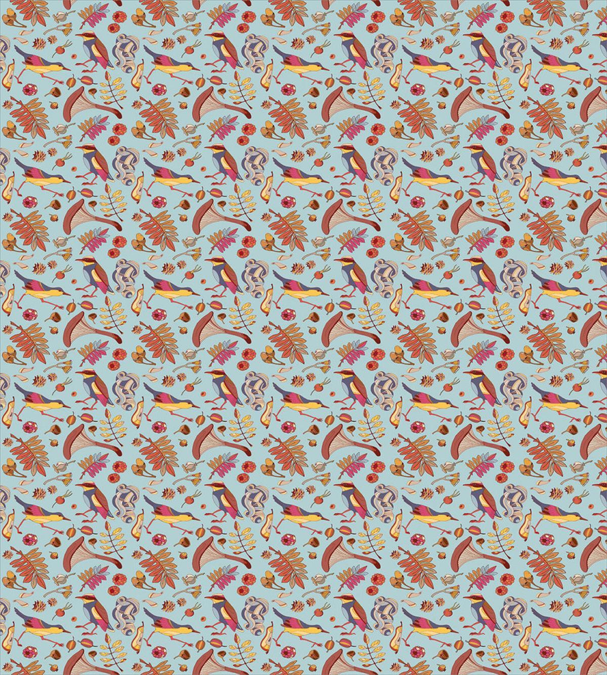 Cartoon Sparrows Mushroom — Pattern