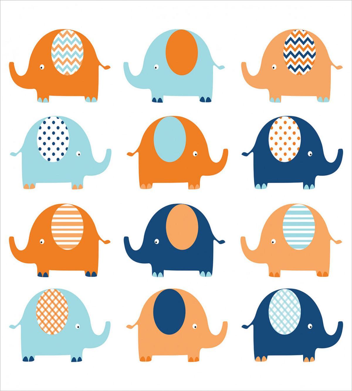 Cartoon Baby Elephants Art — Pattern