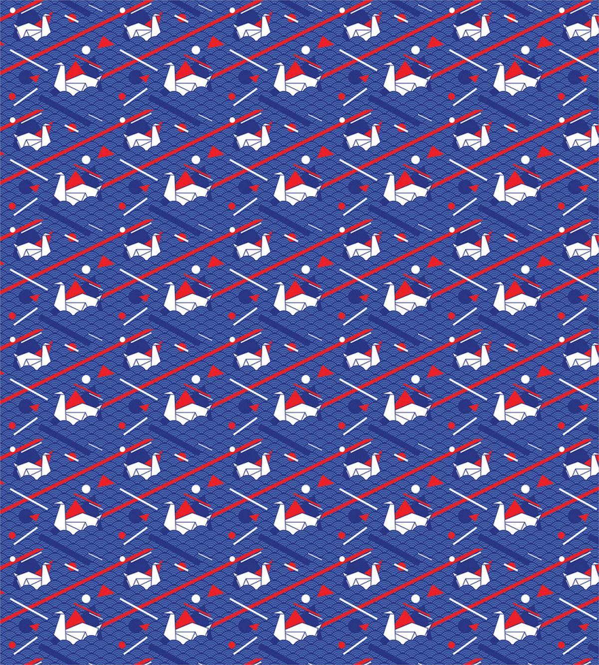 Origami Swans Seigaiha Waves — Pattern