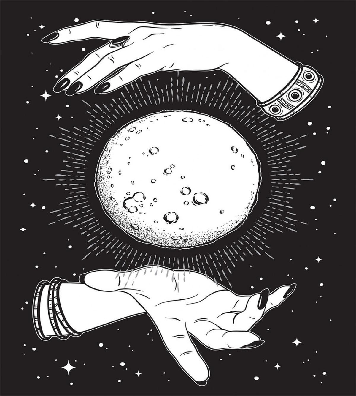 Moon in Fortune Teller Hands — Pattern
