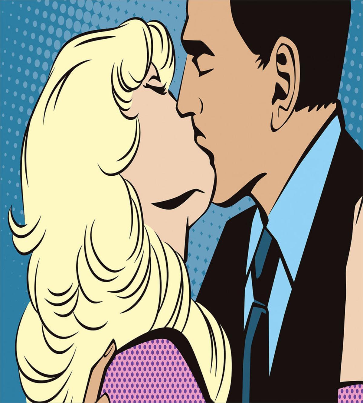 Pop Art Romantic Couple — Pattern