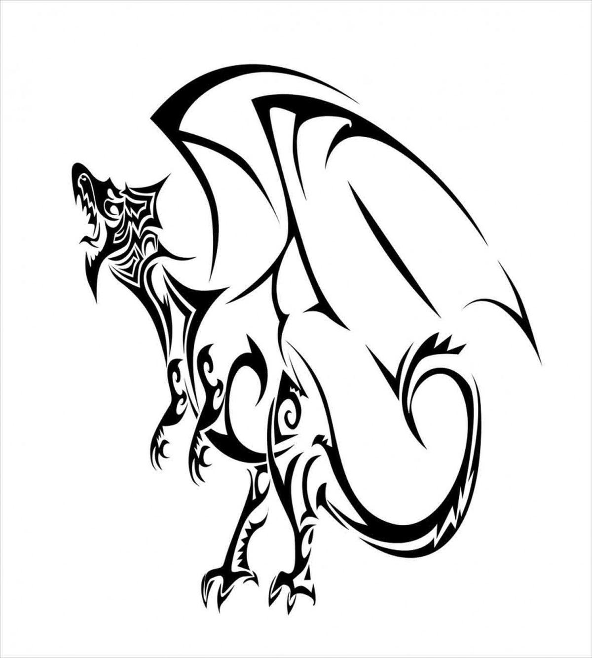 Tribal Dragon Sketch — Pattern