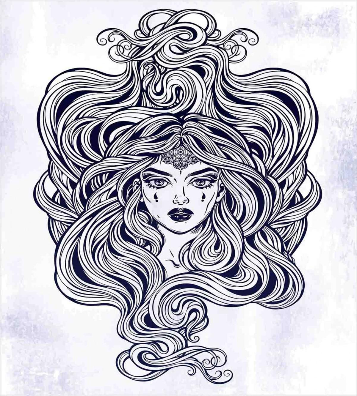 Art Nouveau Medusa Girl — Pattern