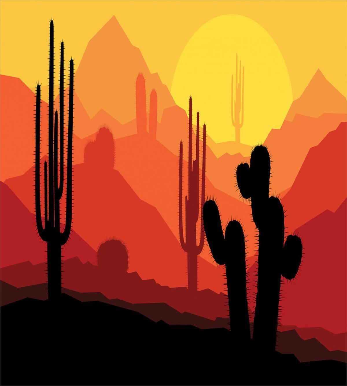 Cactus Silhouettes at Dusk — Pattern