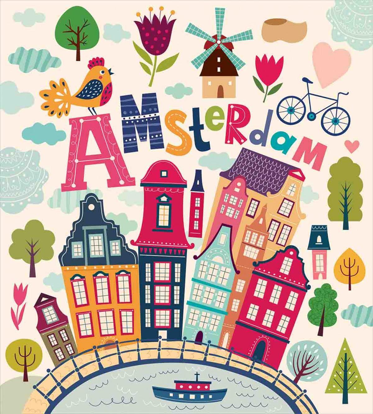 Cartoon Amsterdam Houses — Pattern