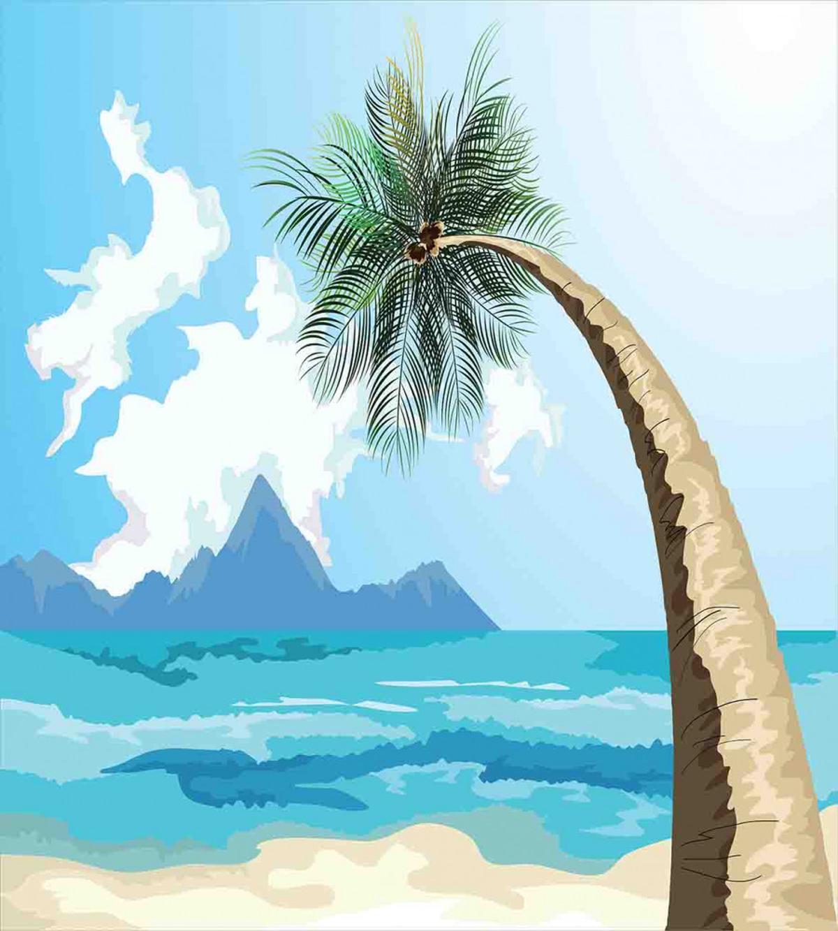 Palm Tree on the Beach — Pattern