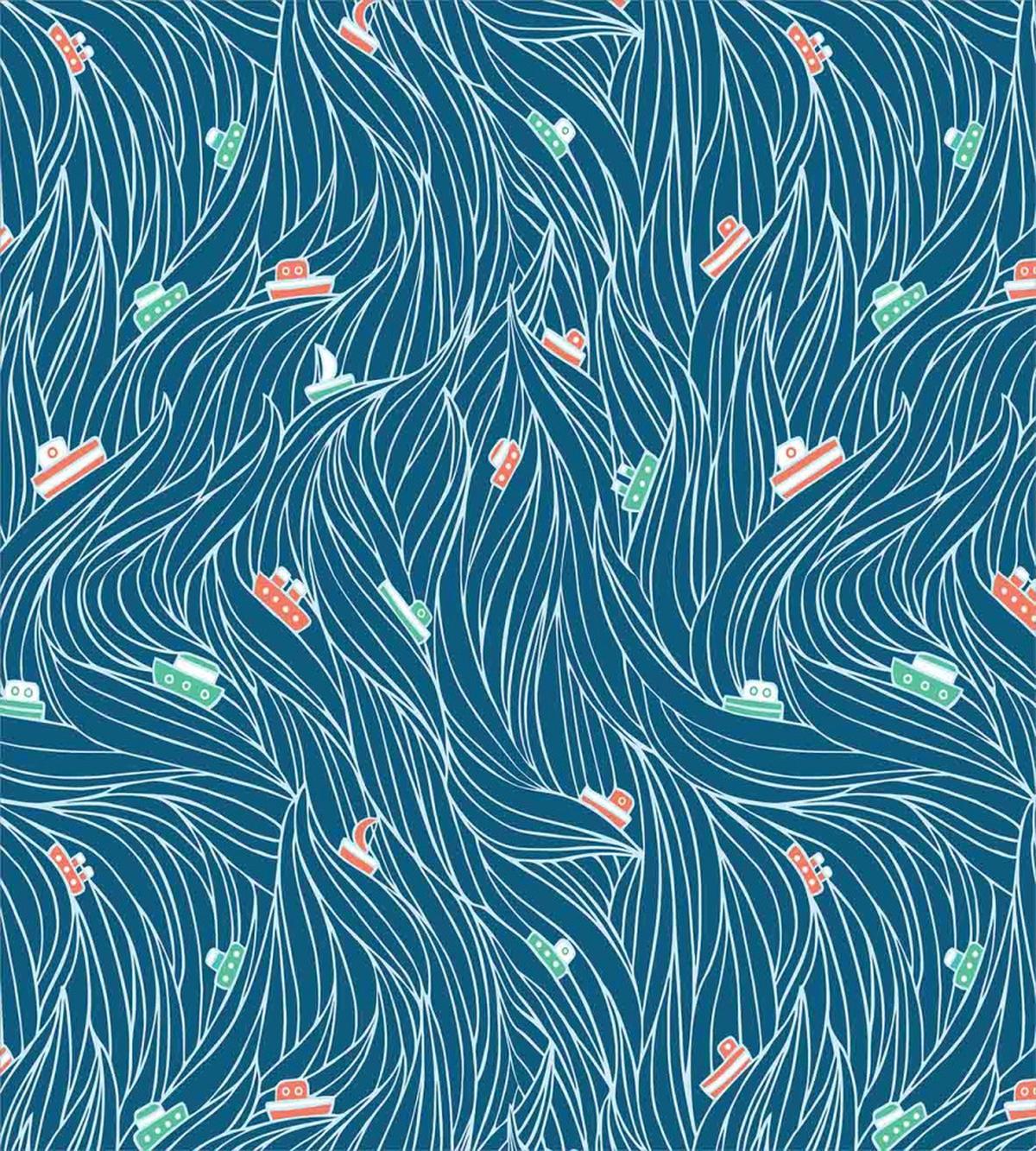 Waves and Ships Cartoon — Pattern