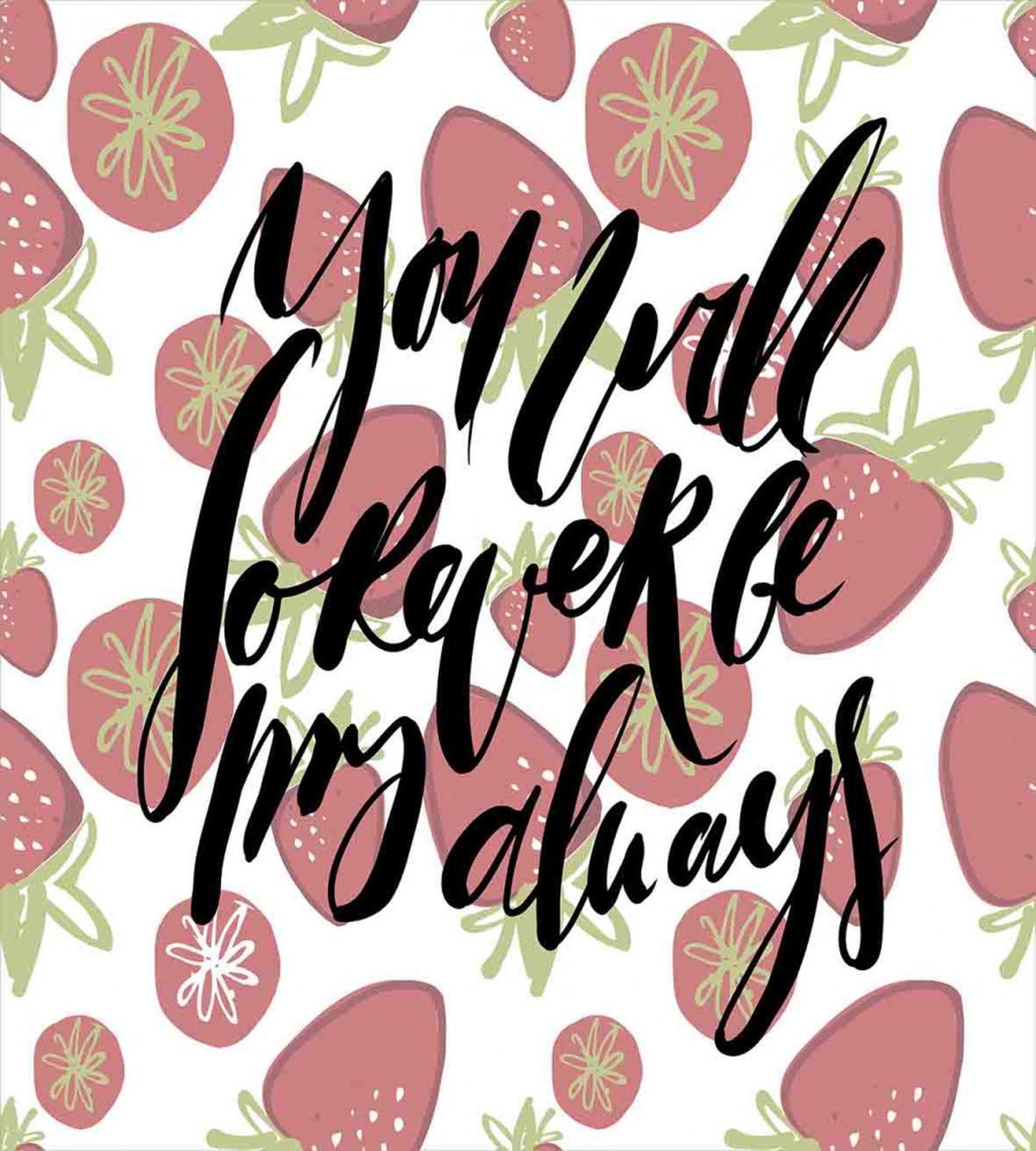 Strawberries Romantic Words — Pattern