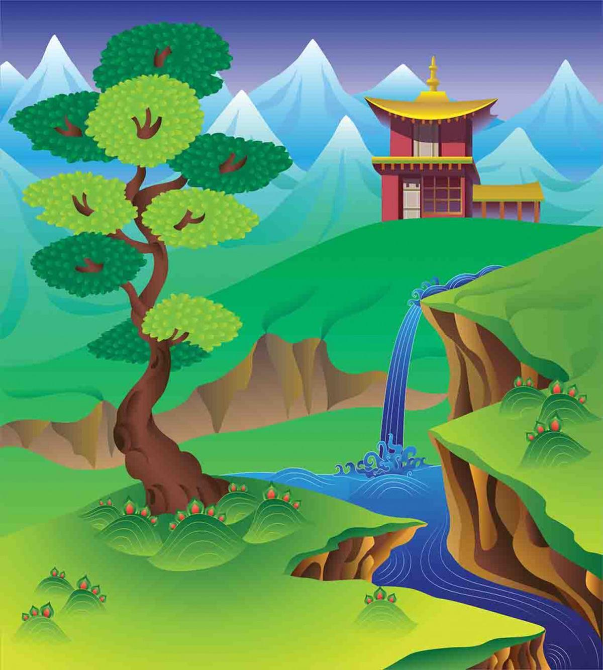 Cartoon Chinese Forest — Pattern
