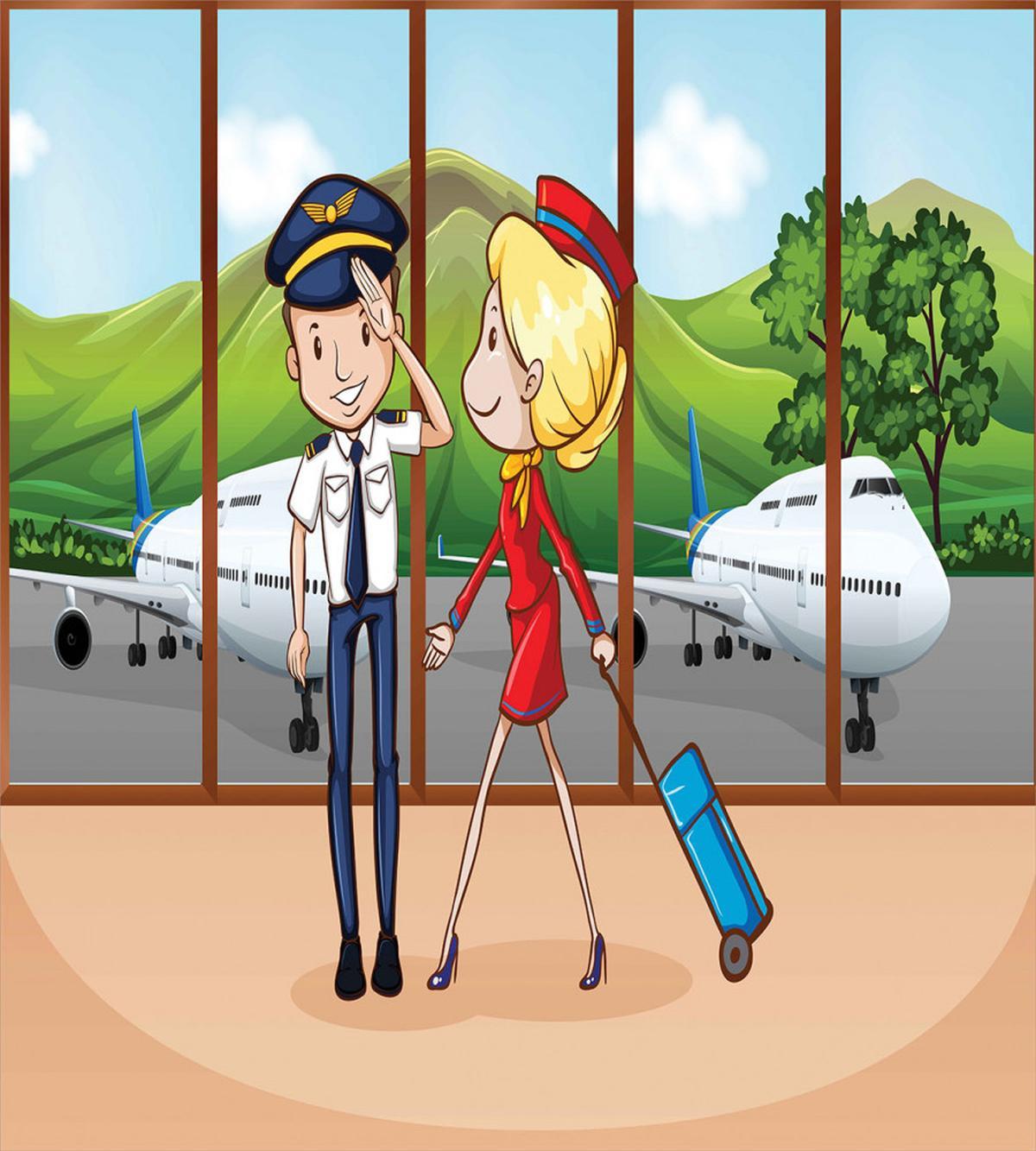 Pilot and Hostess Cartoon — Pattern