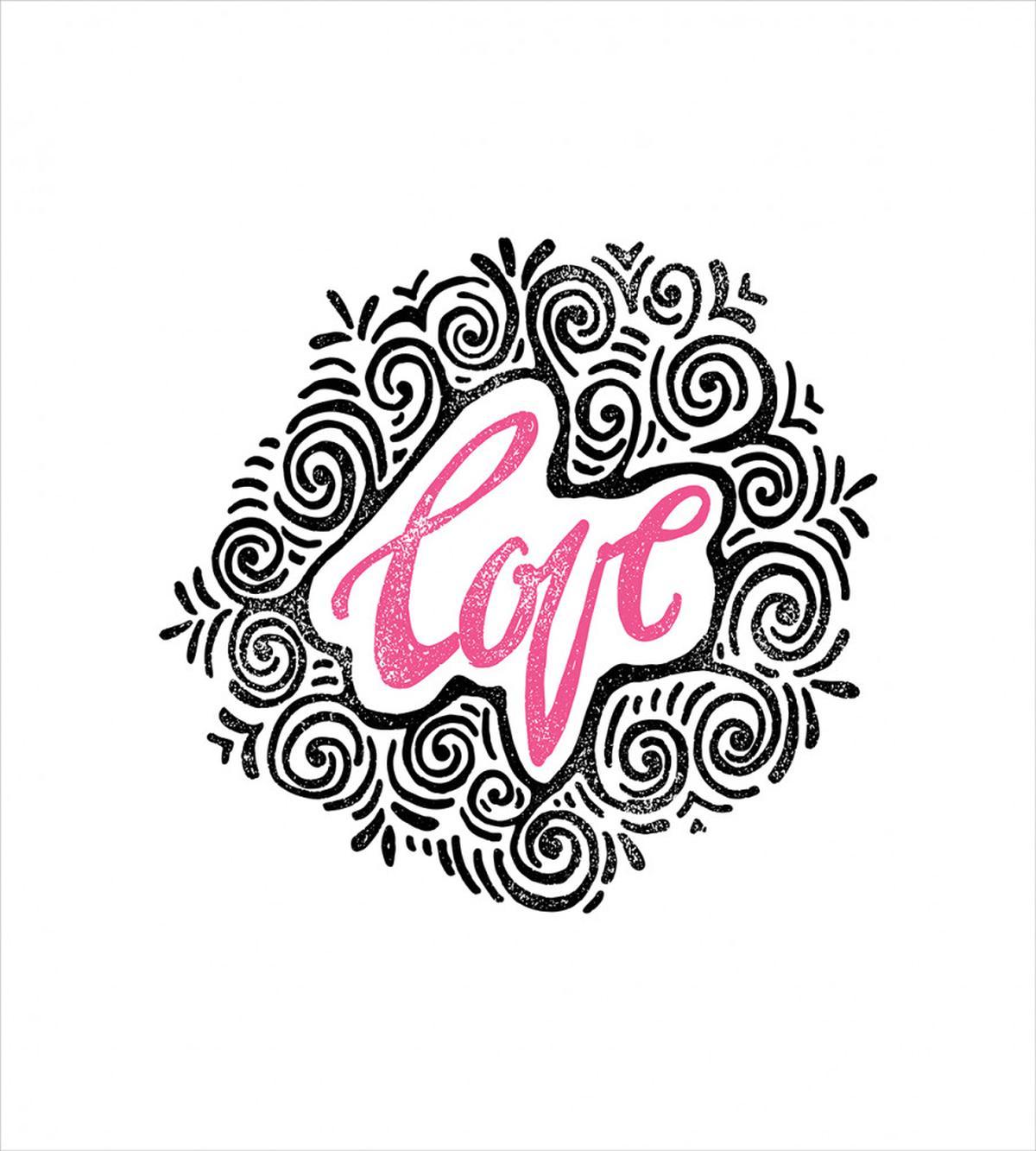 Doodle Art Happy Love — Pattern