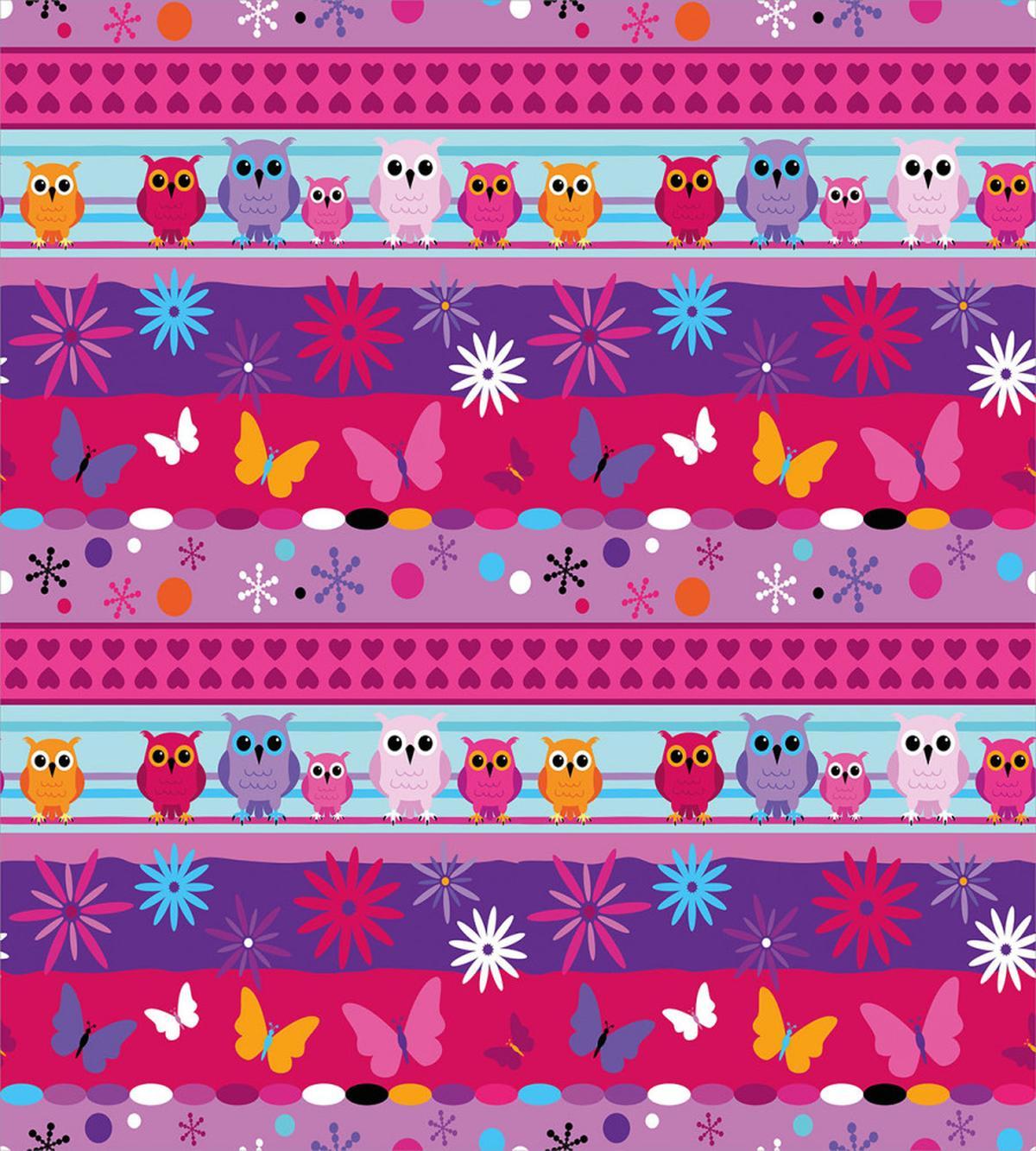 Cartoon Owls and Flowers — Pattern