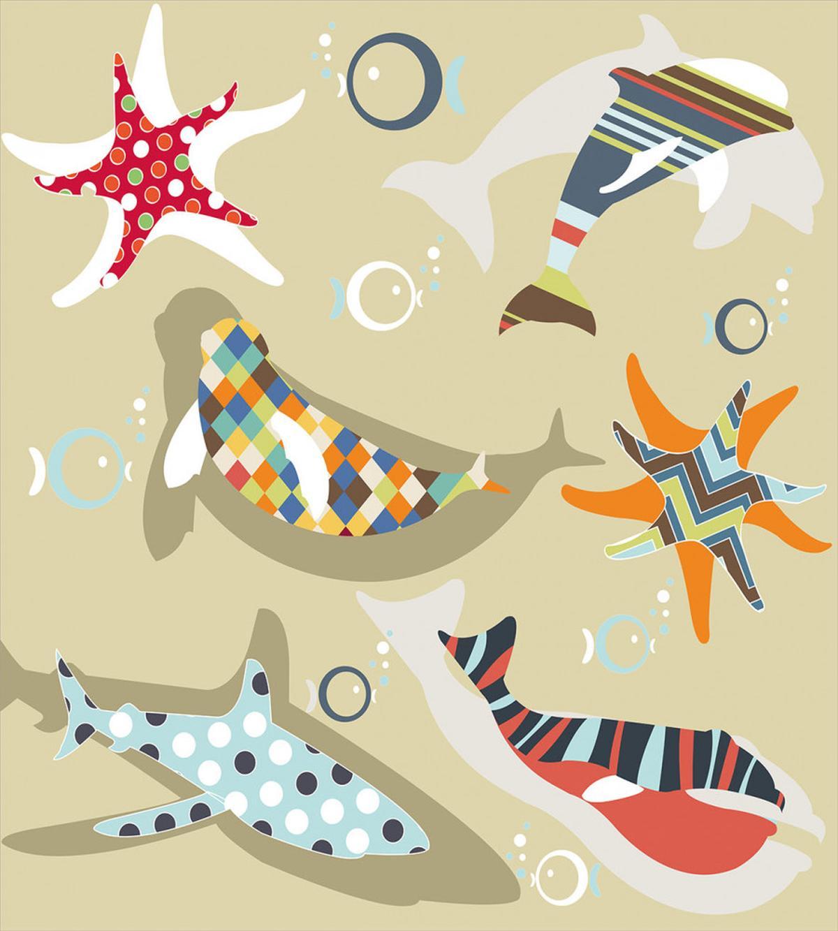 Starfish Dolphin Seal Bubble — Pattern