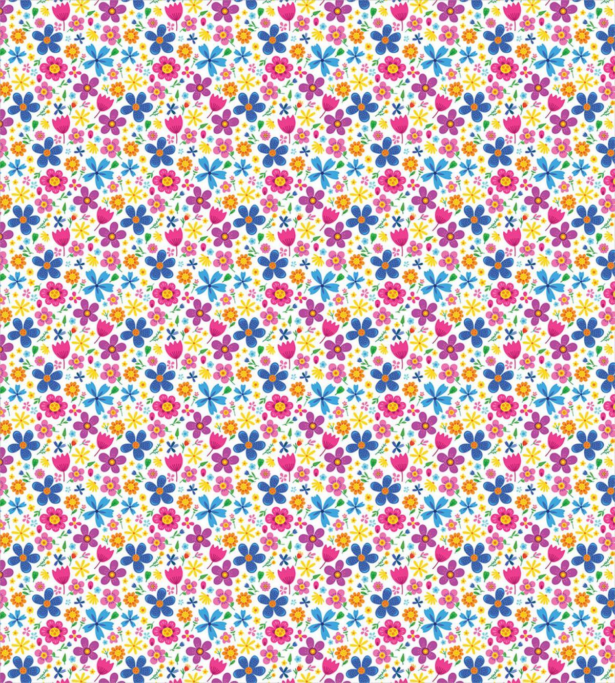 Funny Spring Cartoon Flowers — Pattern
