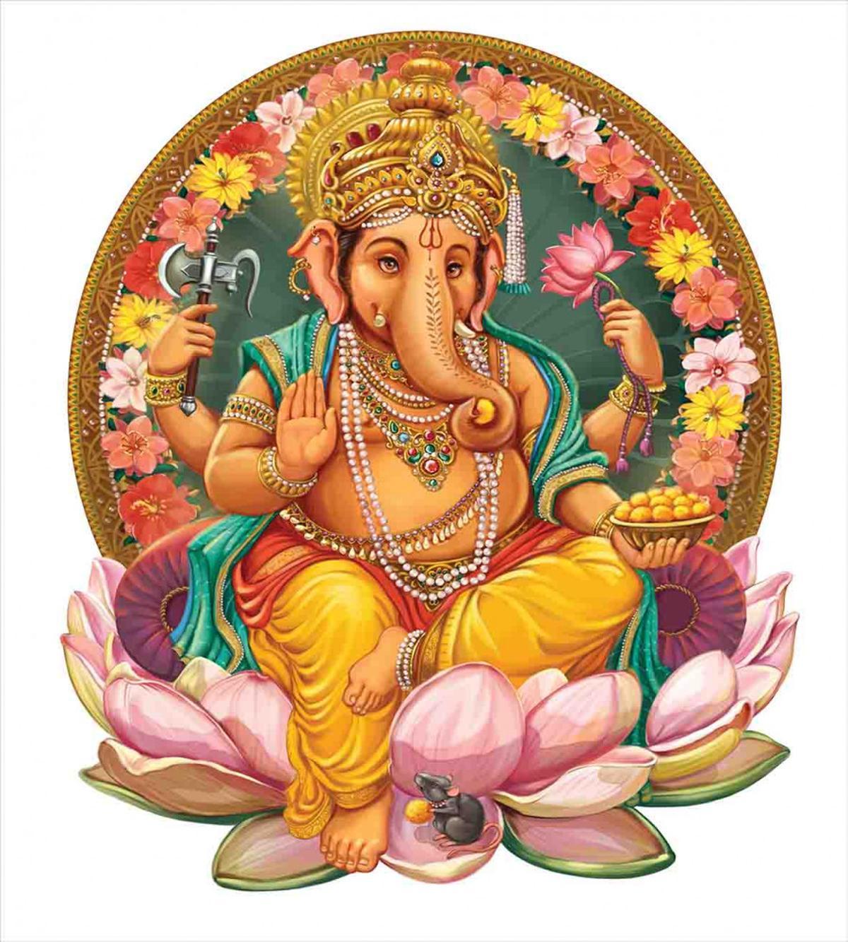 Elephant Figure in a Lotus — Pattern