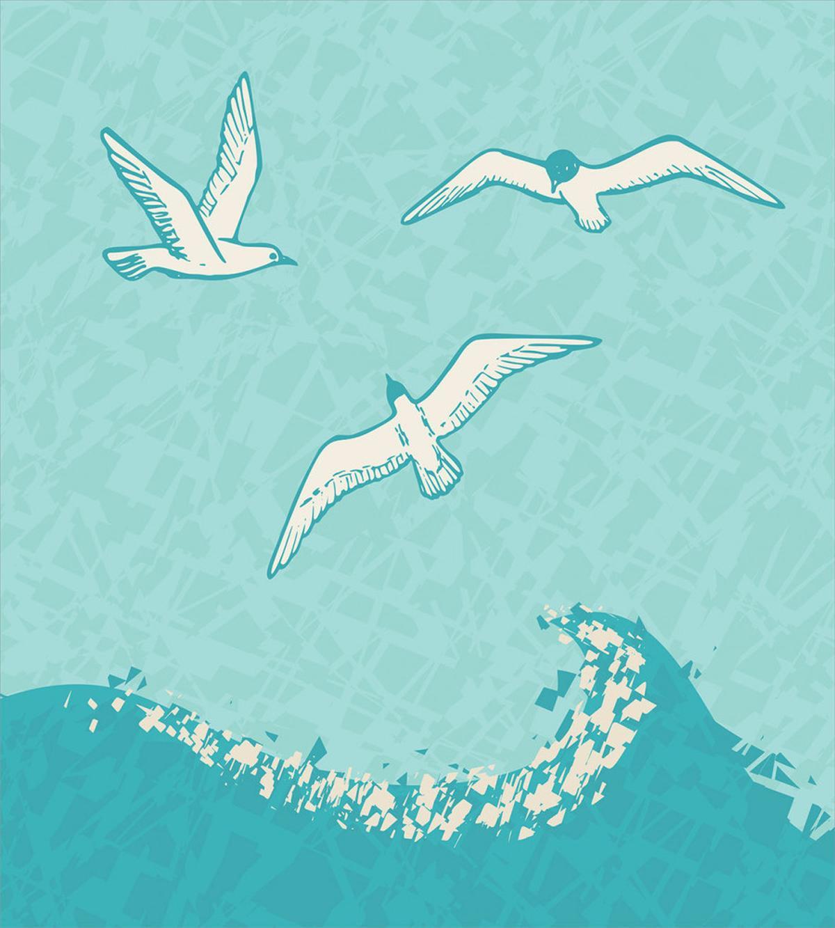 Seagulls Flying over Waves — Pattern