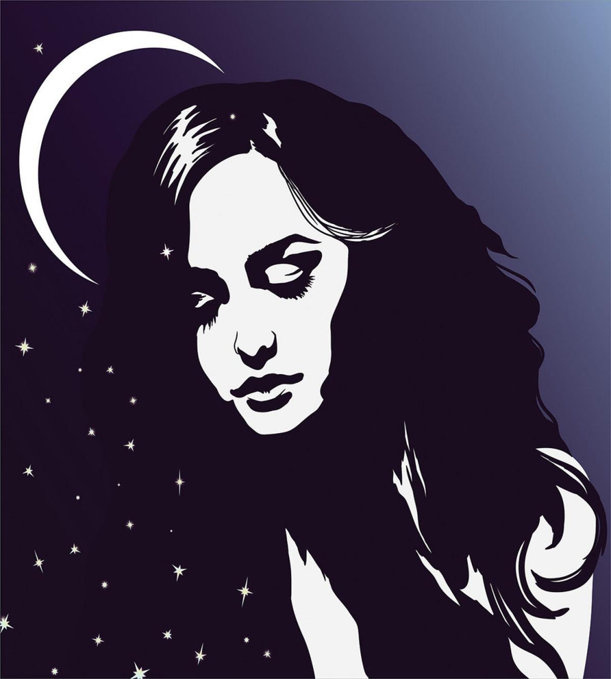 Ombre Dreaming Woman Night — Pattern