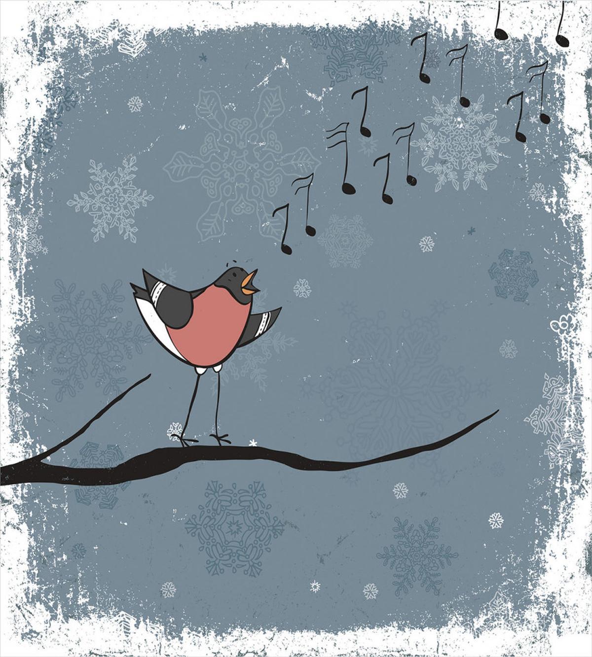 Bullfinch Bird Singing — Pattern