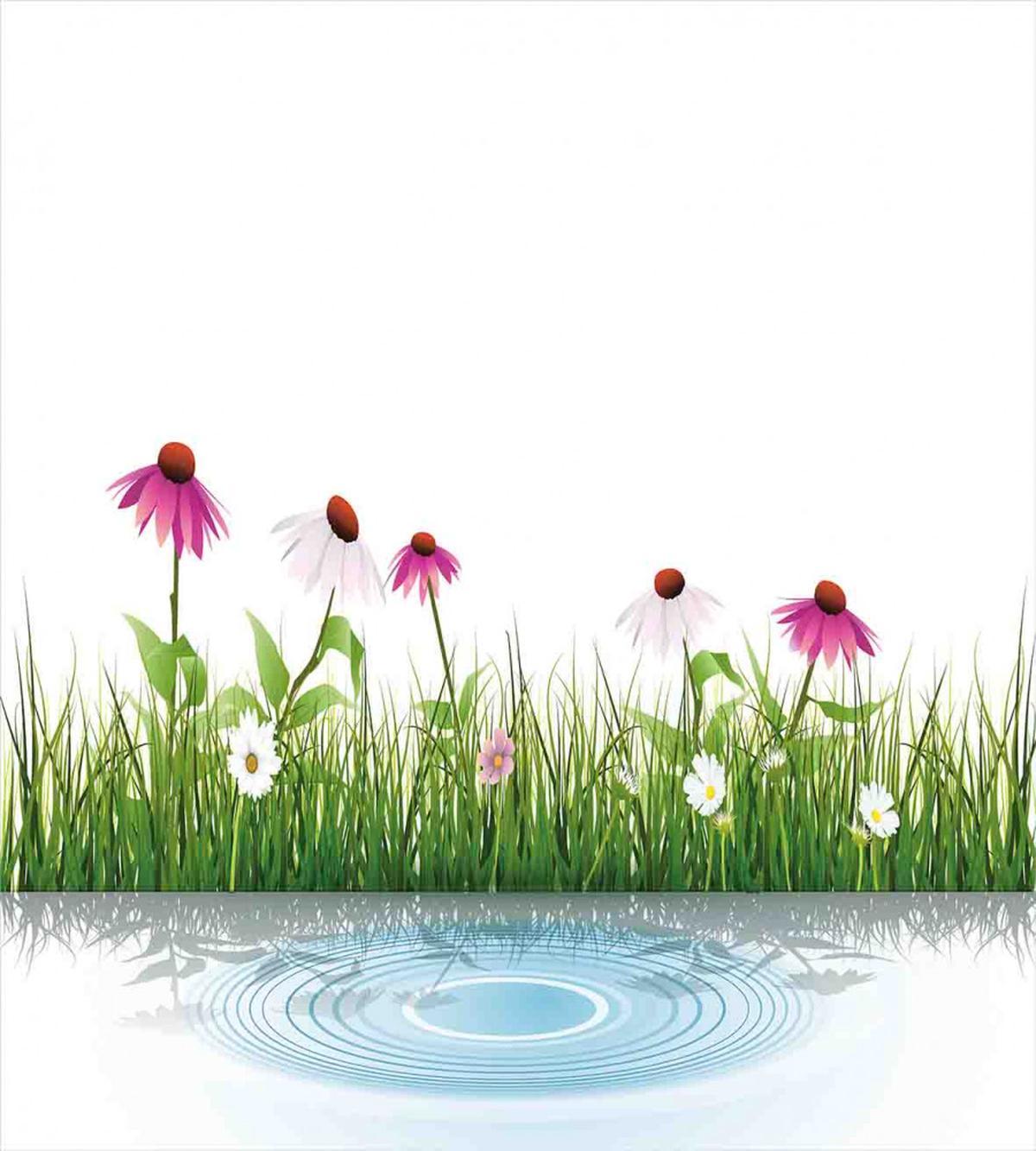 Cartoon Flowers by Lake — Pattern