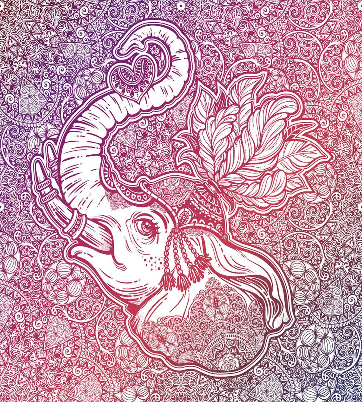 Eastern Elephant Zentangle — Pattern