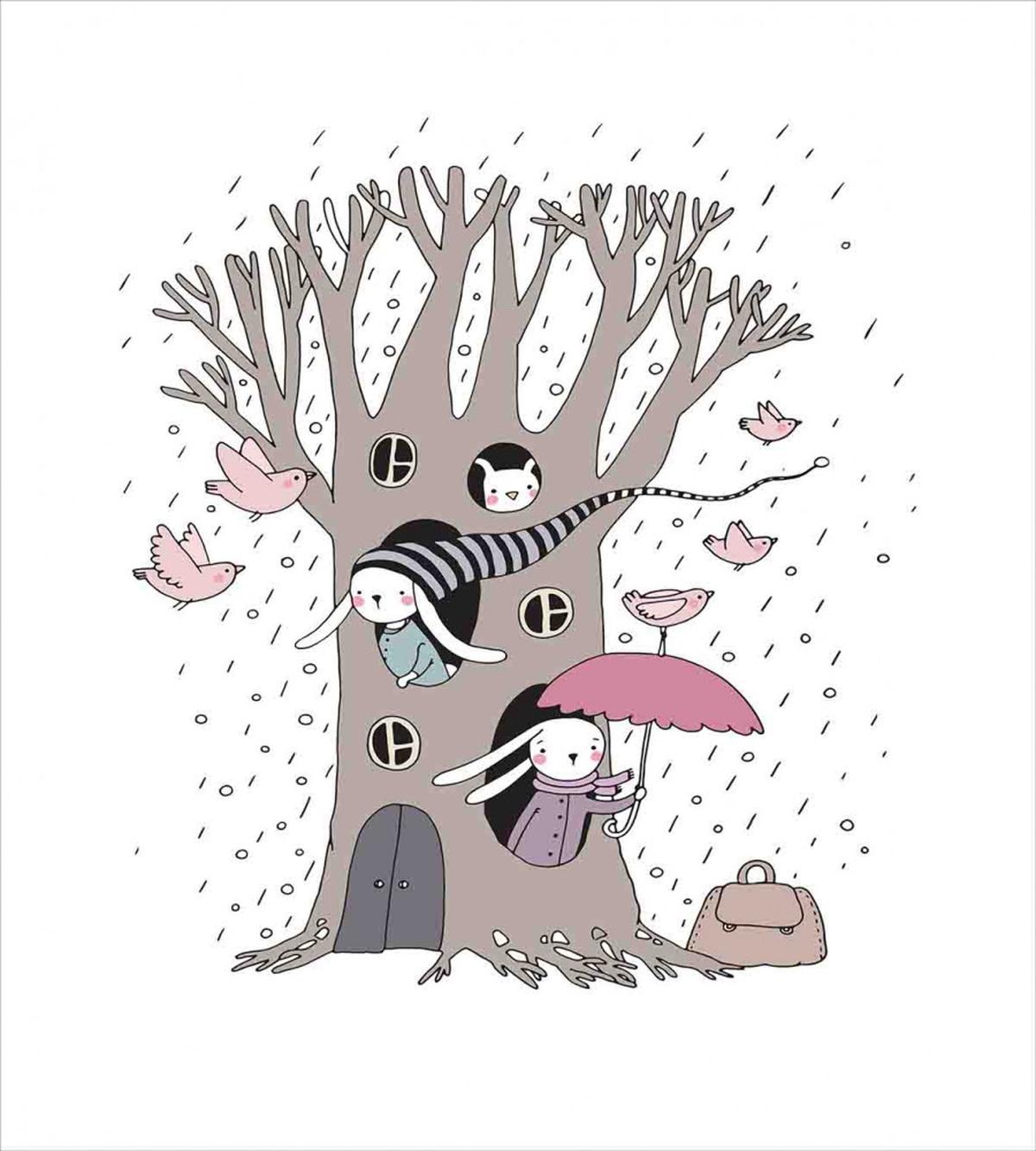 Bunny Family Rain Birds — Pattern