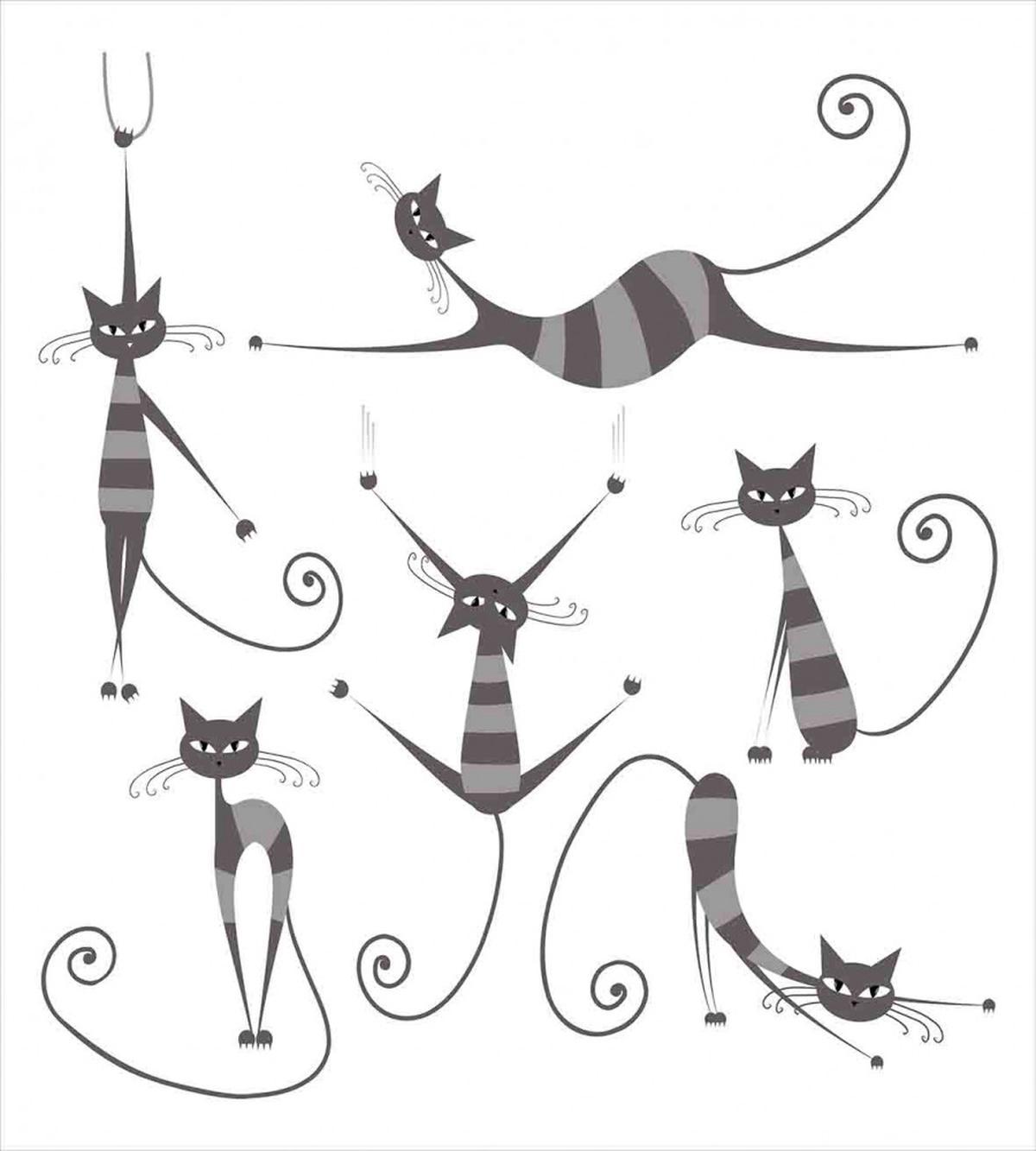 Funny Skinny Striped Cat — Pattern