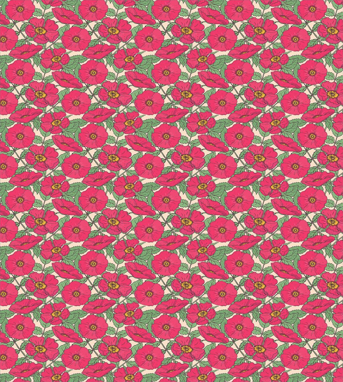 Pink Dog Roses Leaves — Pattern