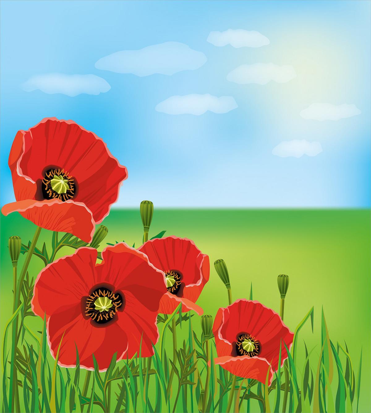 Sunny Day Red Blossoms — Pattern