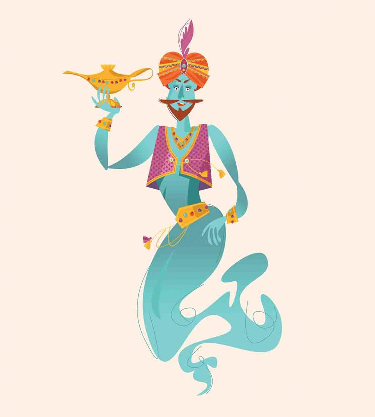 Genie with Magic Tool — Pattern