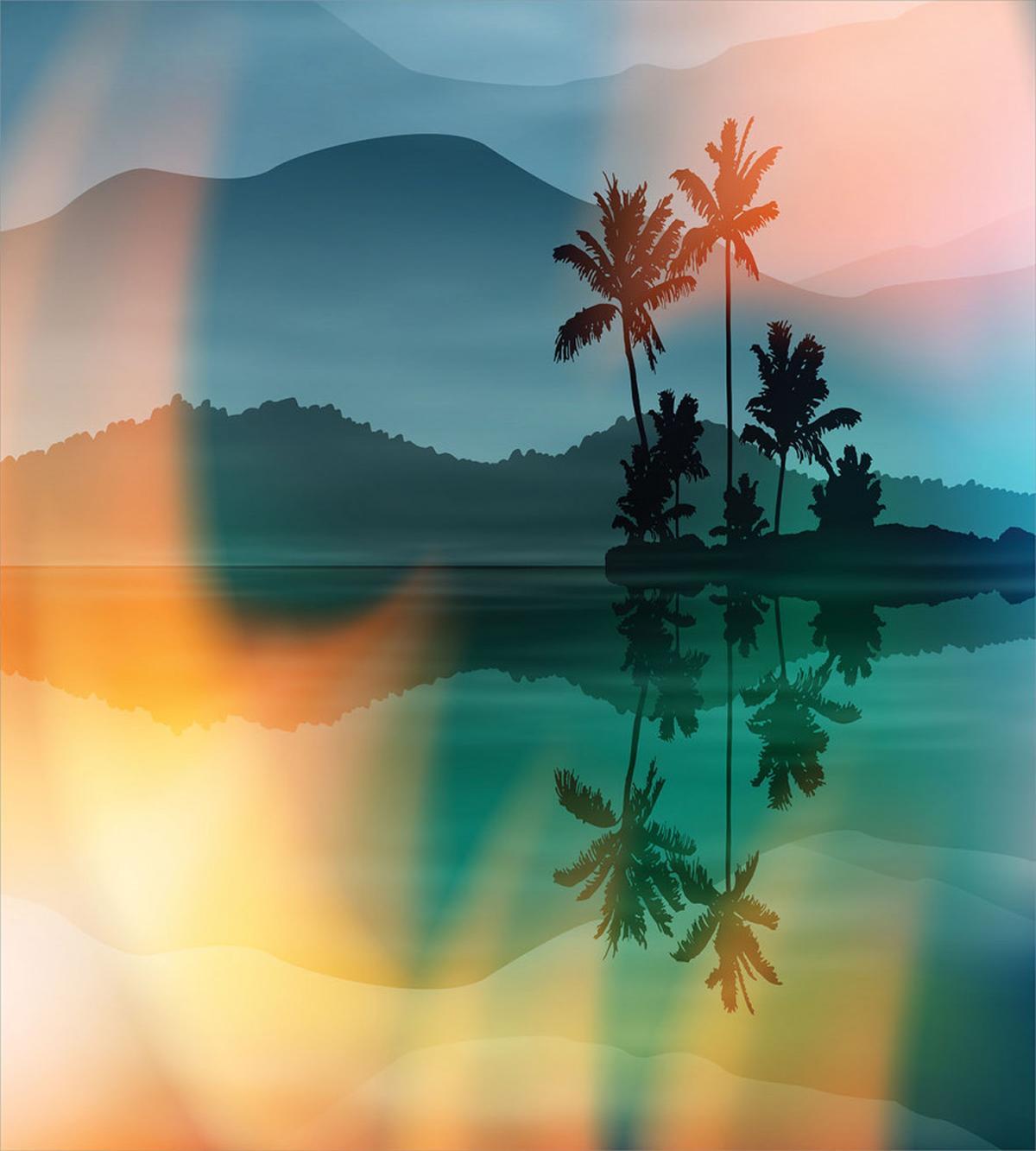 Sea and Palm Trees Art — Pattern