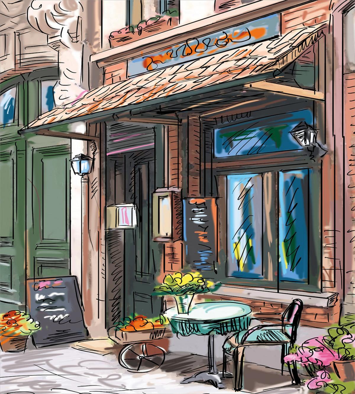 Street Paris Cafe Eating — Pattern