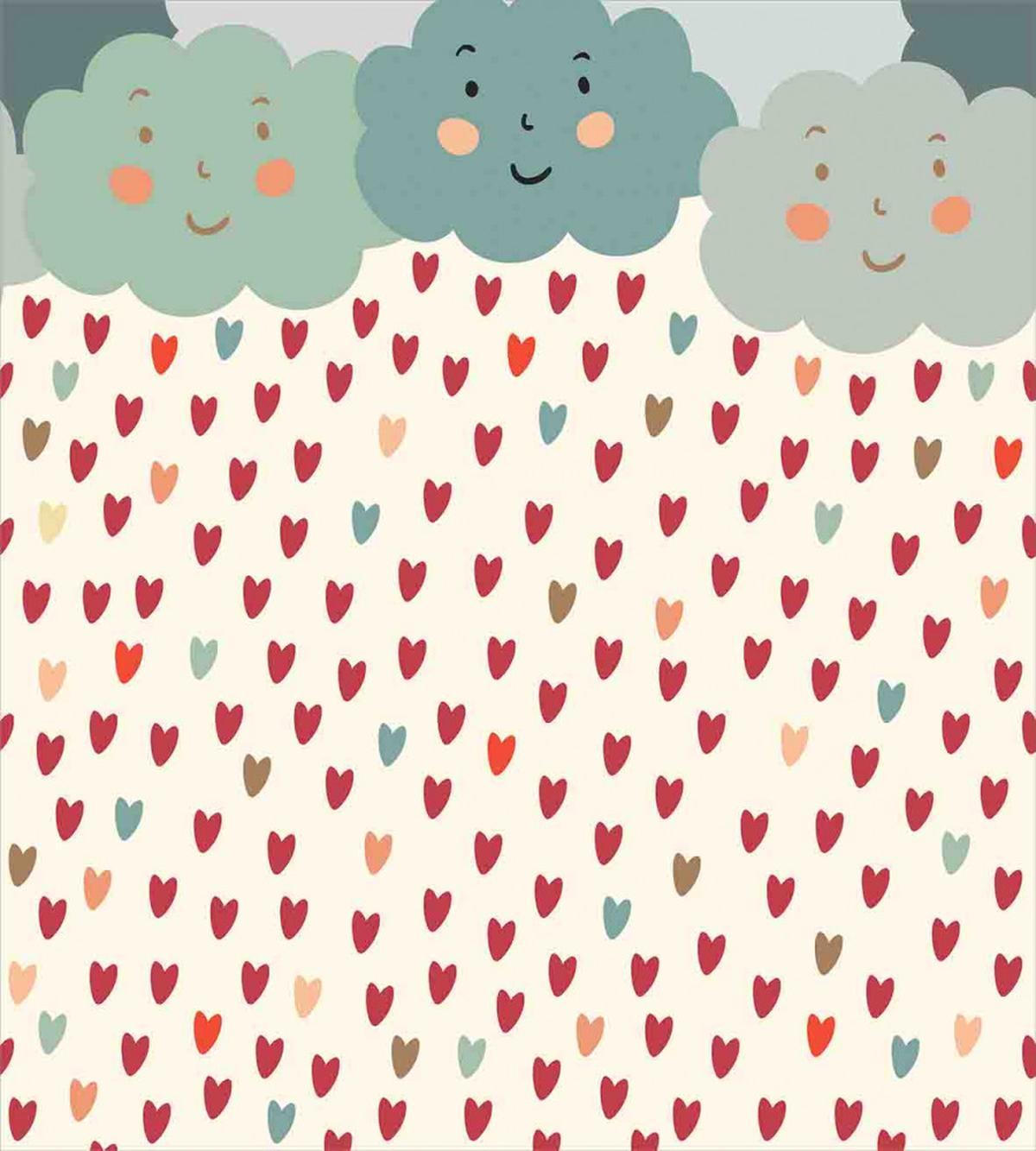 Hearts Raindrops Clouds — Pattern