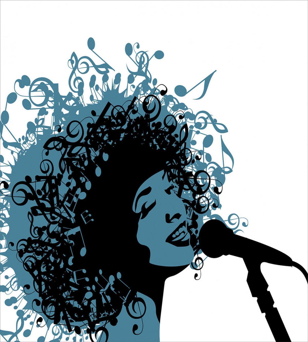 Singer Afro Music Note Hair — Pattern