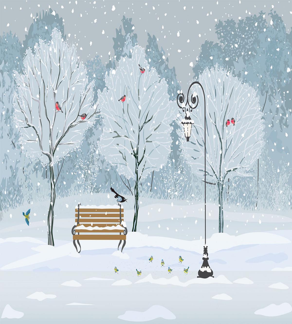 Snow in Park Xmas Trees — Pattern