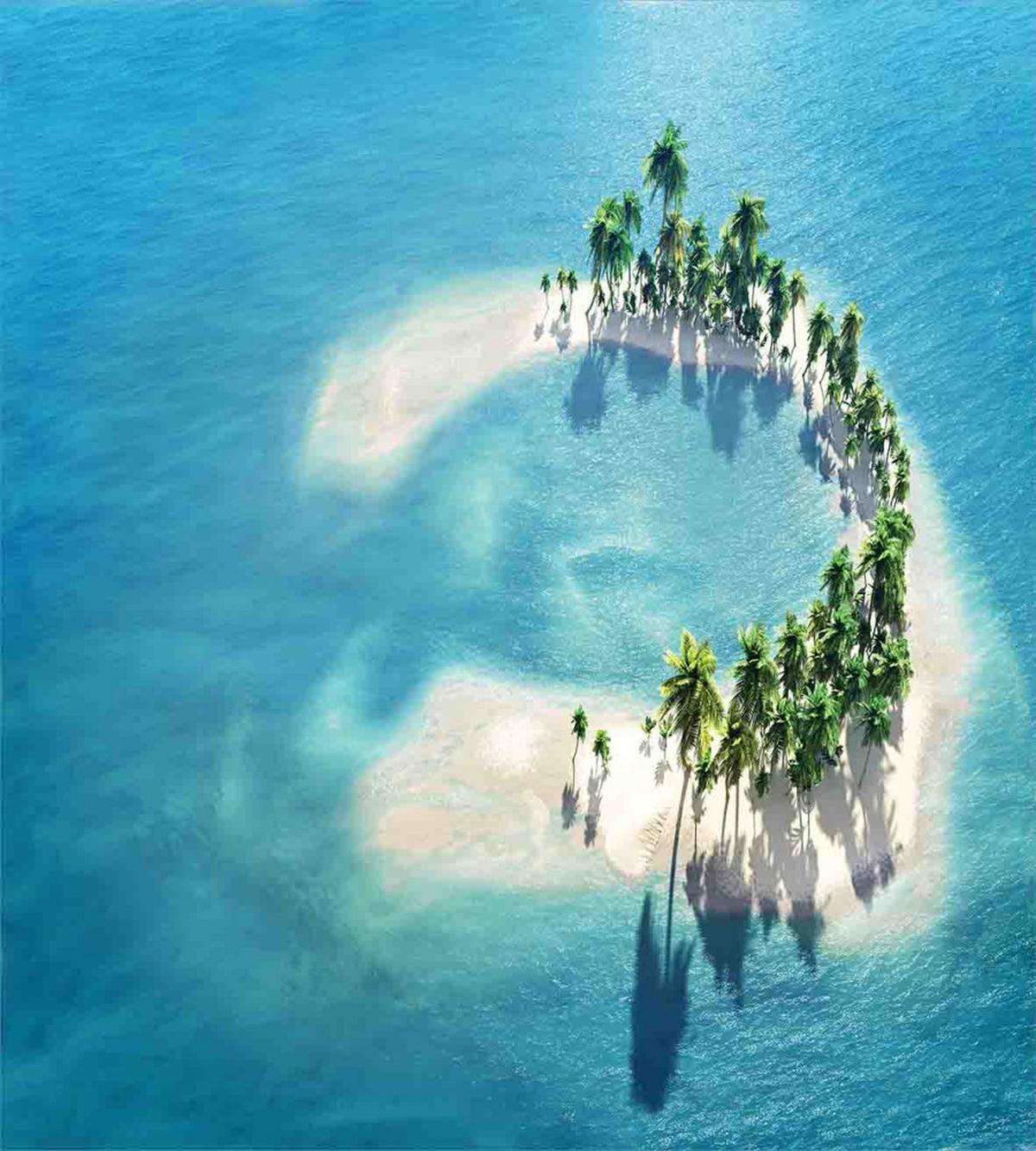 Atoll Palm Trees Ocean — Pattern