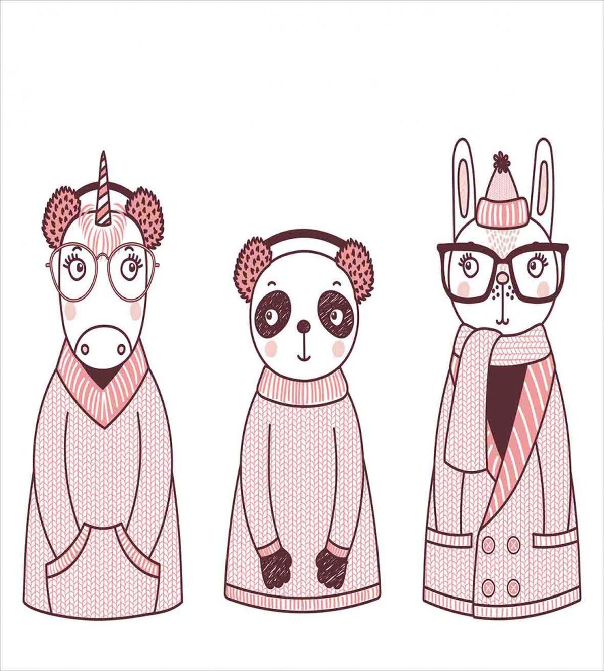 Cartoon Winter Animals — Pattern