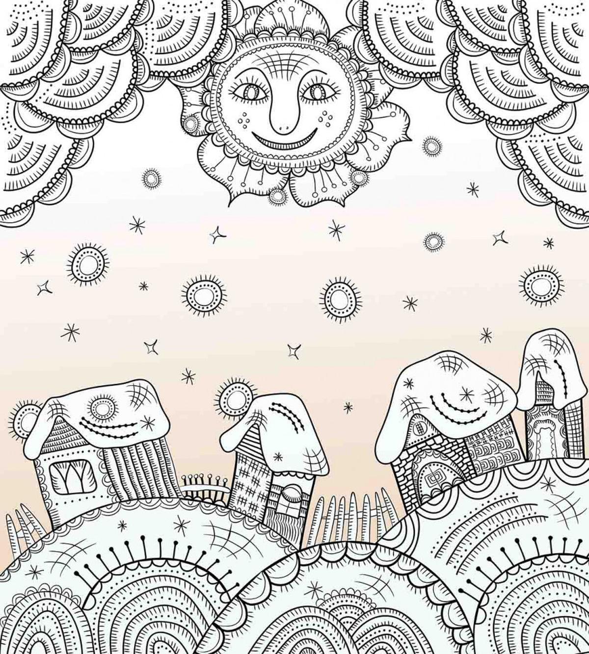 Sun Clouds and Houses — Pattern