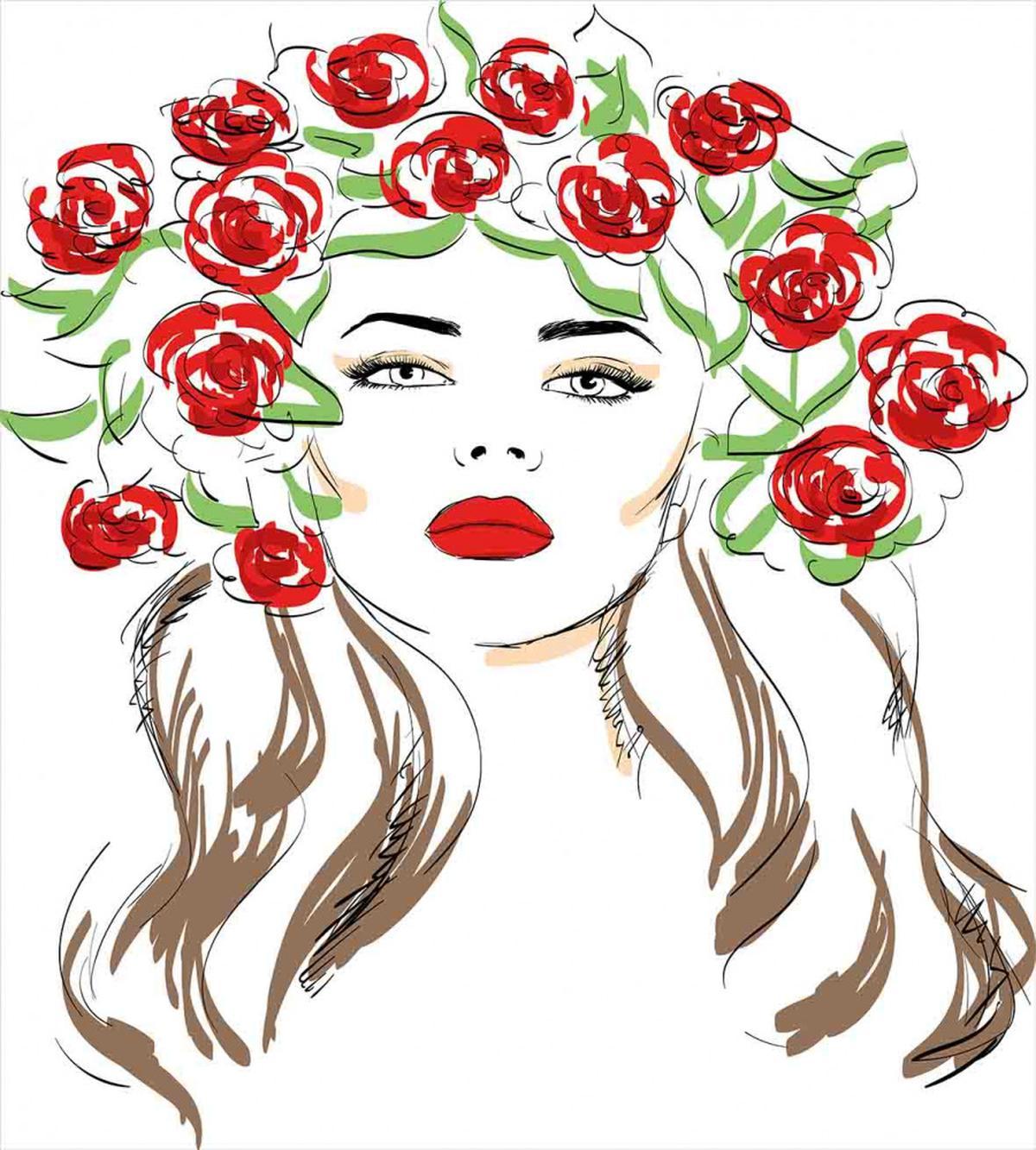 Lady with Floral Ornament — Pattern