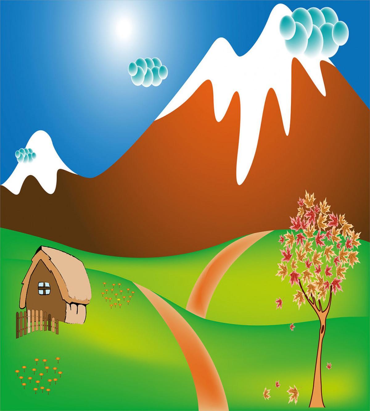 Cartoon Country Scene — Pattern