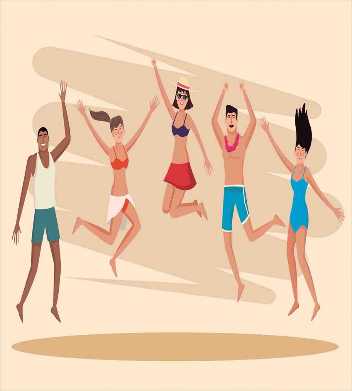 People Dance at Beach — Pattern