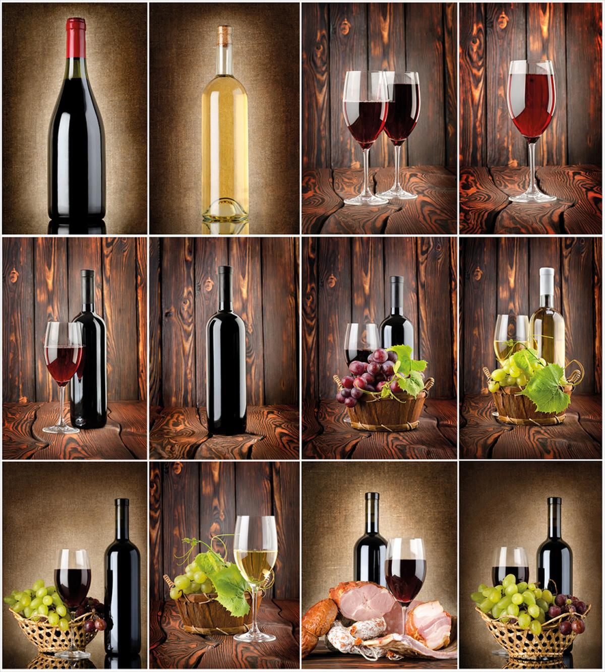 Grapes Meat Drink Collage — Pattern