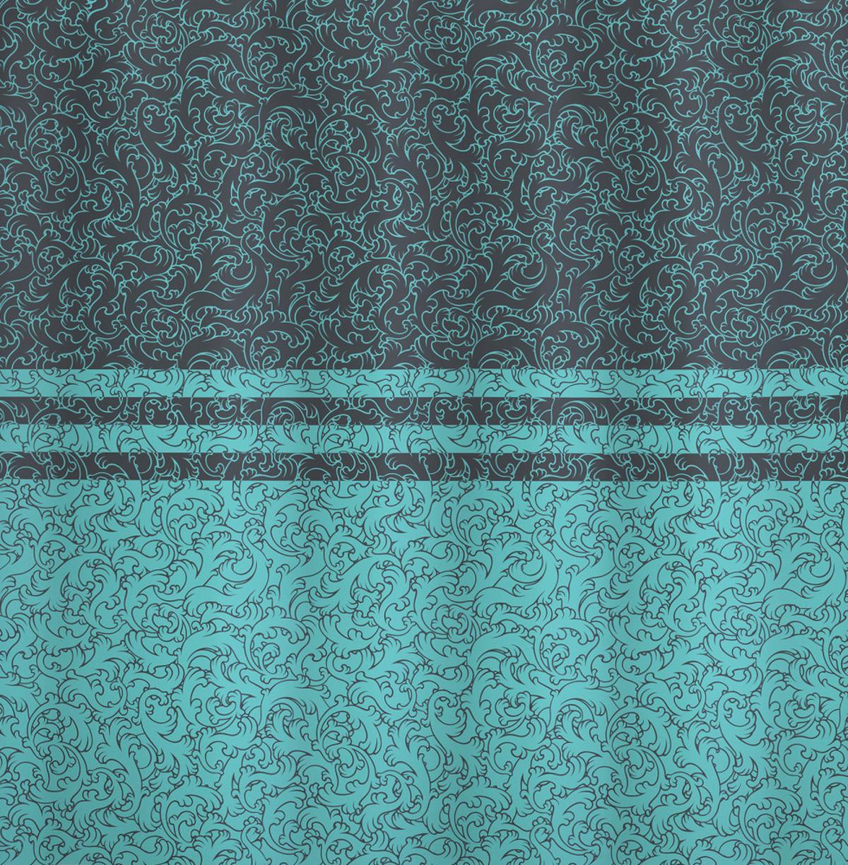 Bicolour Art Outline Leafy Swirls — Pattern