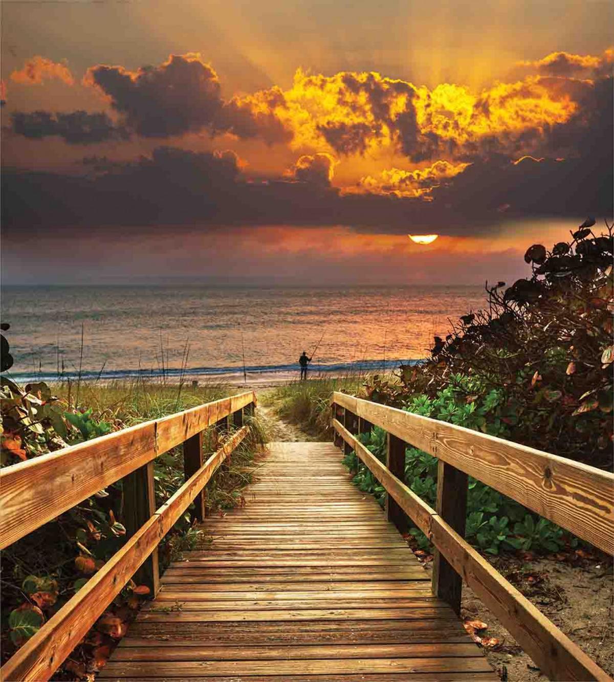 Wooden Pier Sunset Beach — Pattern
