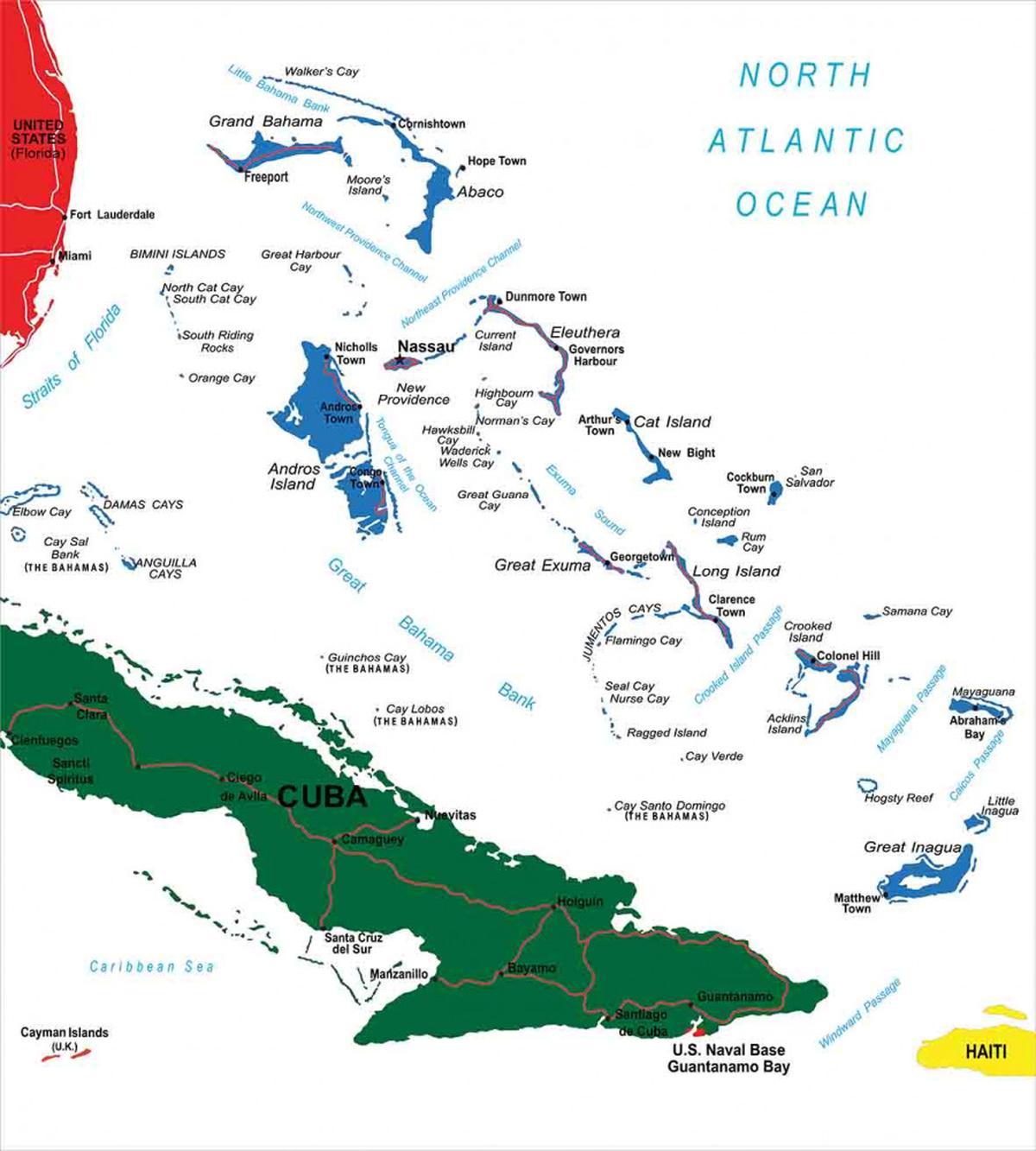 Bahamas Map Beach Ocean — Pattern