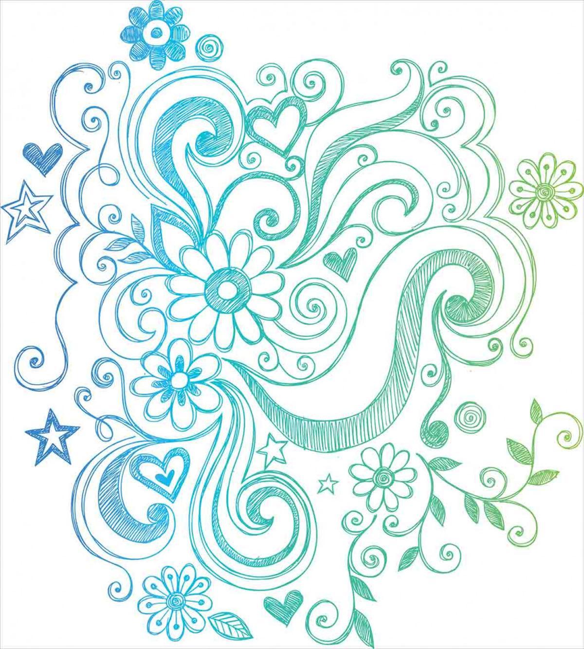 Ombre Sketchy Floral — Pattern