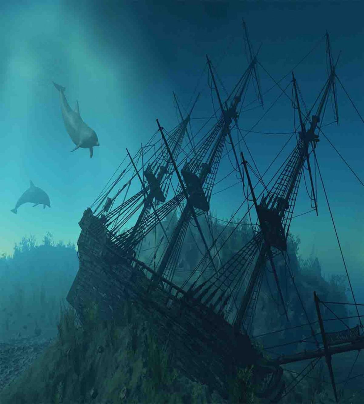 Dolphins Ship Sea — Pattern