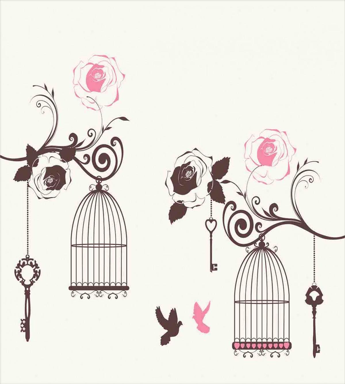 Bird Cages Keys Doves — Pattern