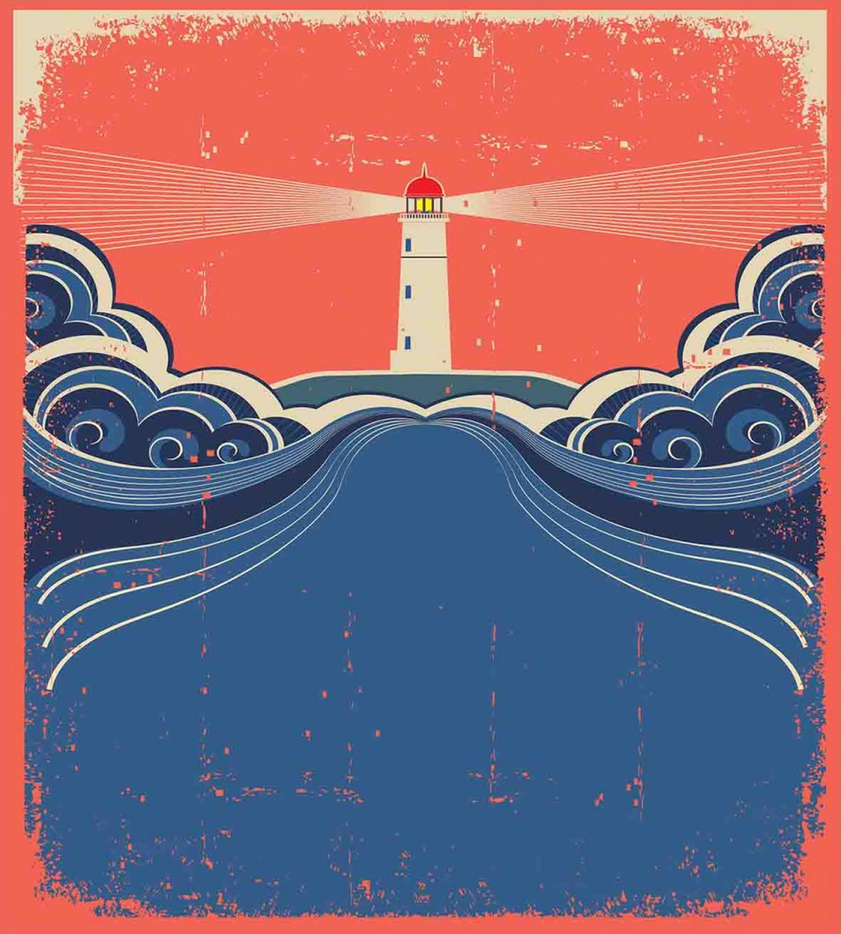 Lighthouse Waves Sea — Pattern