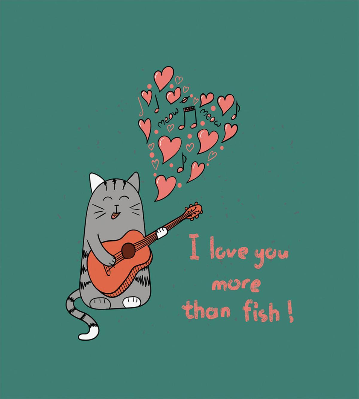 Cartoon Cat Sings — Pattern