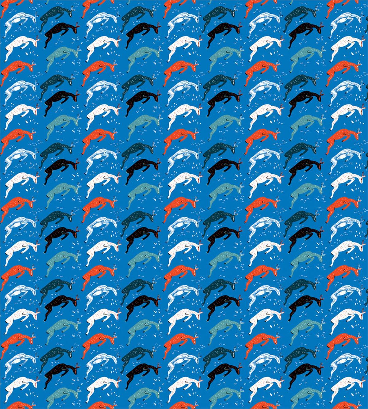 Jumping Pose Drawn Animal Art — Pattern